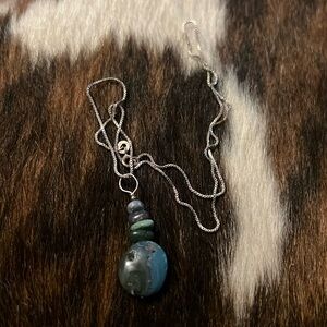 Authentic stack stones on sterling necklace